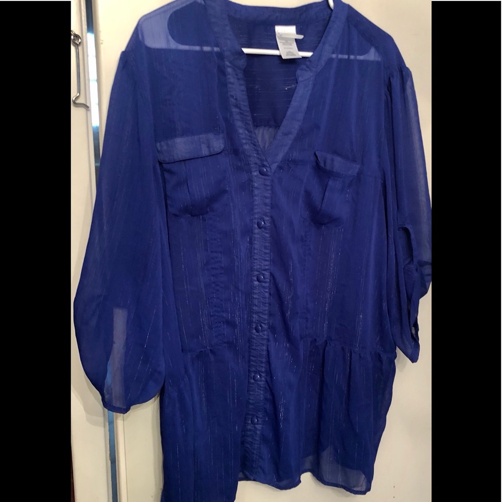Blue sheer blouse